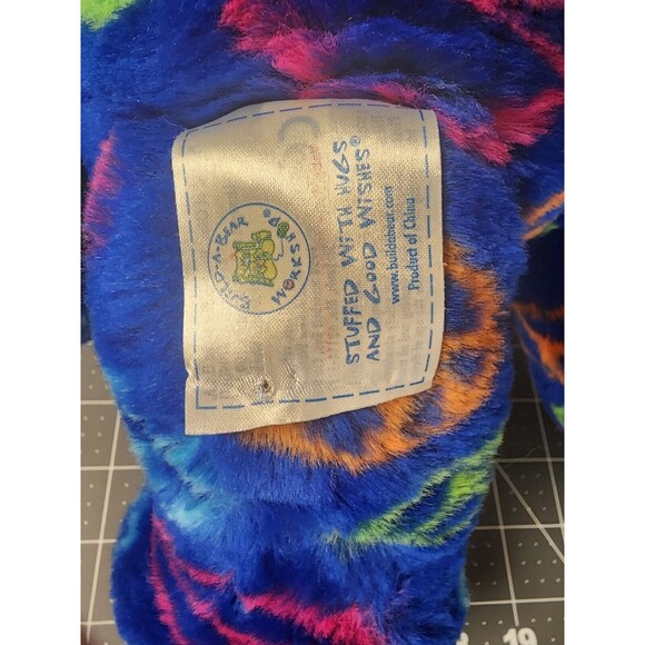 Build A Bear BAB Workshop Blue Peace Sign Hippie Bear Stuffed Animal Plush - Picture 4 of 6